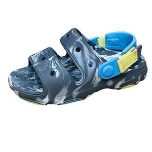 Crocs All Terrain Adjustable Hook & Loop Straps Marble Gray Kids Sandals Sz 11✅